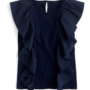 BNWT J. Crew Navy Ruffle Shirt